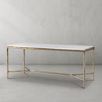 Thaddeus Metal Rectangle Marble Desk Hand-Forged Office Desk Computer Desk