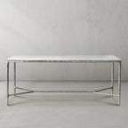 Thaddeus Metal Rectangle Marble Desk Hand-Forged Office Desk Computer Desk