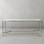 Thaddeus Metal Rectangle Marble Desk Hand-Forged Office Desk Computer Desk