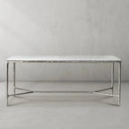 Thaddeus Metal Rectangle Marble Desk Hand-Forged Office Desk Computer Desk