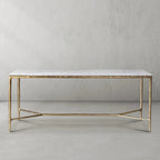 Thaddeus Metal Rectangle Marble Desk Hand-Forged Office Desk Computer Desk