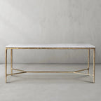 Thaddeus Metal Rectangle Marble Desk Hand-Forged Office Desk Computer Desk