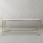 Thaddeus Metal Rectangle Marble Desk Hand-Forged Office Desk Computer Desk