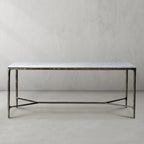 Thaddeus Metal Rectangle Marble Desk Hand-Forged Office Desk Computer Desk