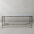 Thaddeus Metal Rectangle Marble Desk Hand-Forged Office Desk Computer Desk