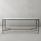 Thaddeus Metal Rectangle Marble Desk Hand-Forged Office Desk Computer Desk