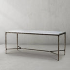Thaddeus Metal Rectangle Marble Desk Hand-Forged Office Desk Computer Desk