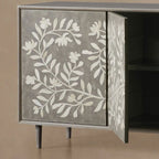 Divya Oak Wood Buffet Sideboard Hand-Inlaid Bone Luxury Entryways Cabinet