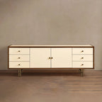 Henton Eucalyptus Wood TV Stand Living Room Entrance Six Drawers Cabinet Media Console Entryways Table