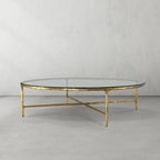 Thaddeus Metal Glass Round Coffee Table Hand-Forged Style O & X Living Sofa Center Tea Table
