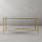 Thaddeus Metal Rectangle Glass Console Table Hand-Forged Style O & X Entryways Entrance Table