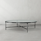 Thaddeus Metal Glass Round Coffee Table Hand-Forged Style O & X Living Sofa Center Tea Table