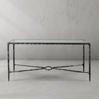 Thaddeus Metal Rectangle Glass Console Table Hand-Forged Style O & X Entryways Entrance Table
