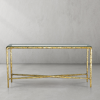 Thaddeus Metal Rectangle Glass Console Table Hand-Forged Style O & X Entryways Entrance Table