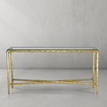 Thaddeus Metal Rectangle Glass Console Table Hand-Forged Style O & X Entryways Entrance Table