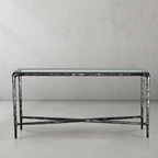 Thaddeus Metal Rectangle Glass Console Table Hand-Forged Style O & X Entryways Entrance Table
