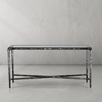 Thaddeus Metal Rectangle Glass Console Table Hand-Forged Style O & X Entryways Entrance Table