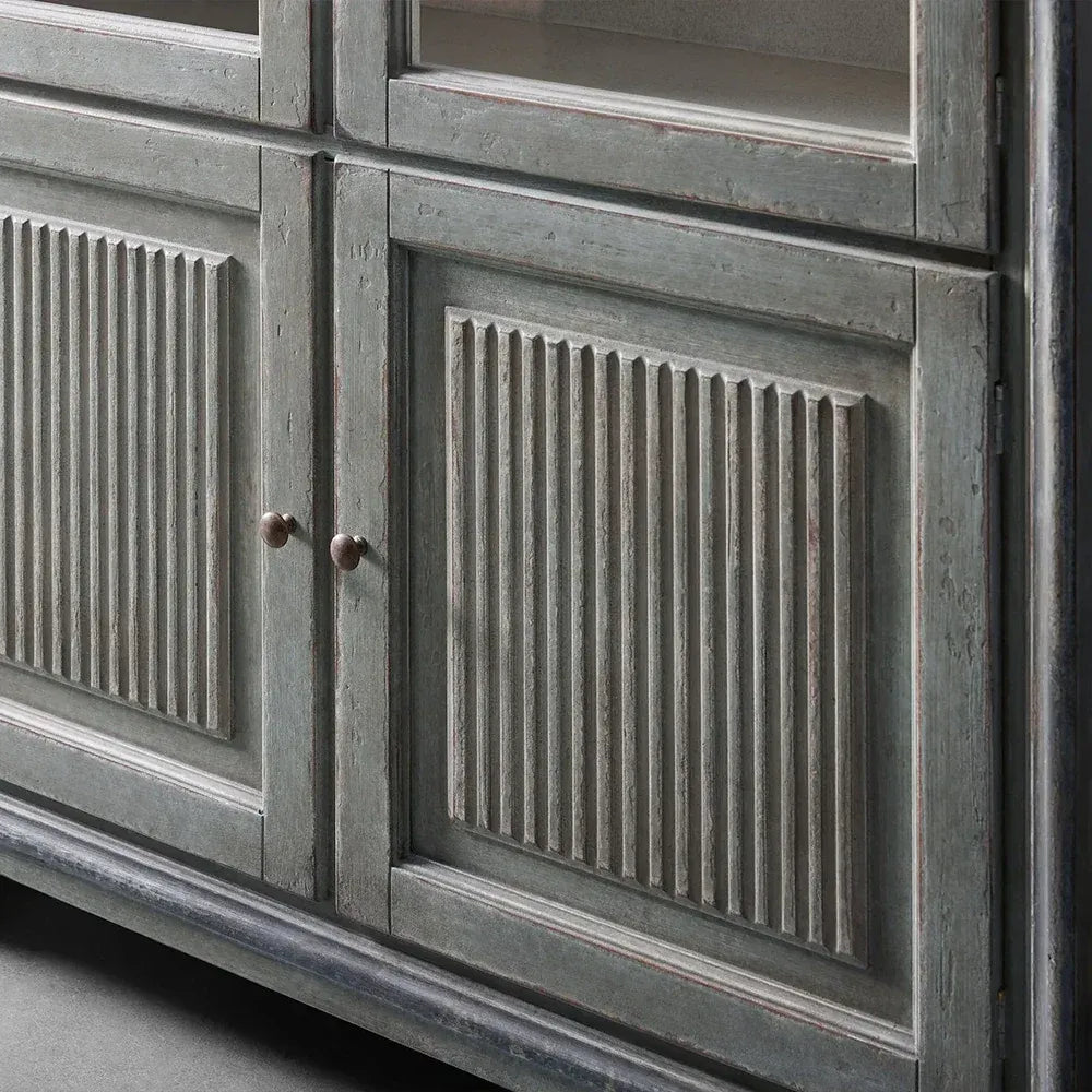 Giotto Glass Doors Tall Display Cabinet Wood Antique Dining Sideboard Antique Bookcase
