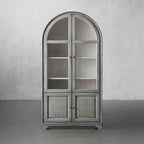 Giotto Glass Doors Tall Display Cabinet Wood Antique Dining Sideboard Antique Bookcase