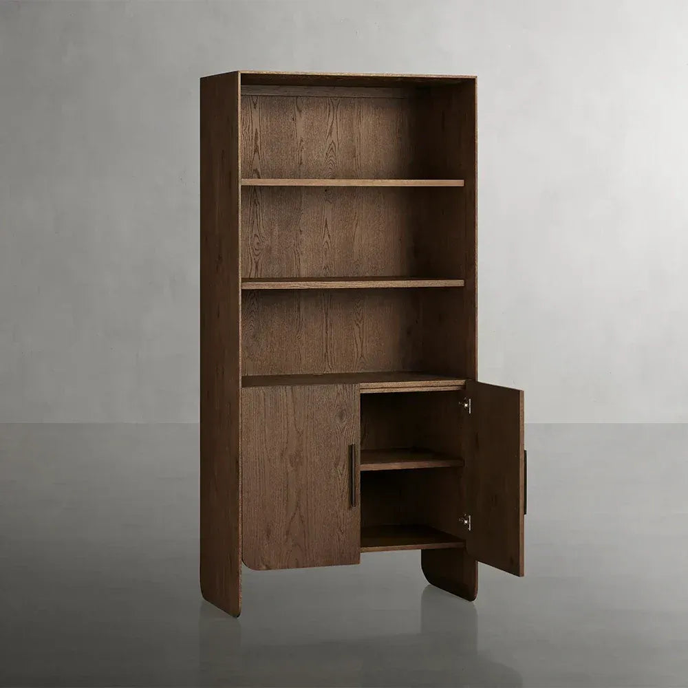 Felton Solid Oak Wood Bookcase Country Sideboard Living Tall Display Cabinet