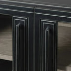 Classic French Factory Sideboard with Tempered Glass Doors Wood Buffet Entryway Cabinet