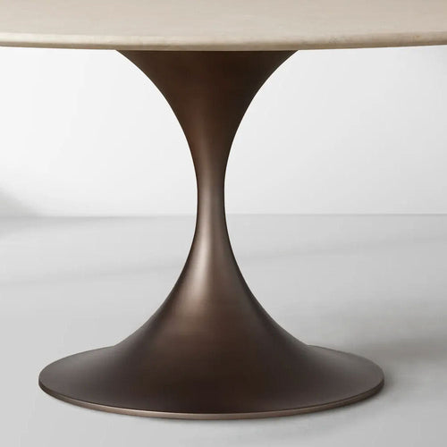 Aero Saint Germain Dining Table Round Marble Stone Tabletop Tulips Dining Table with Launette Steel Base