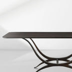 Chorda Rectangular Dining Table 84" Stoneware Tabletop Dining Table with Iron Base