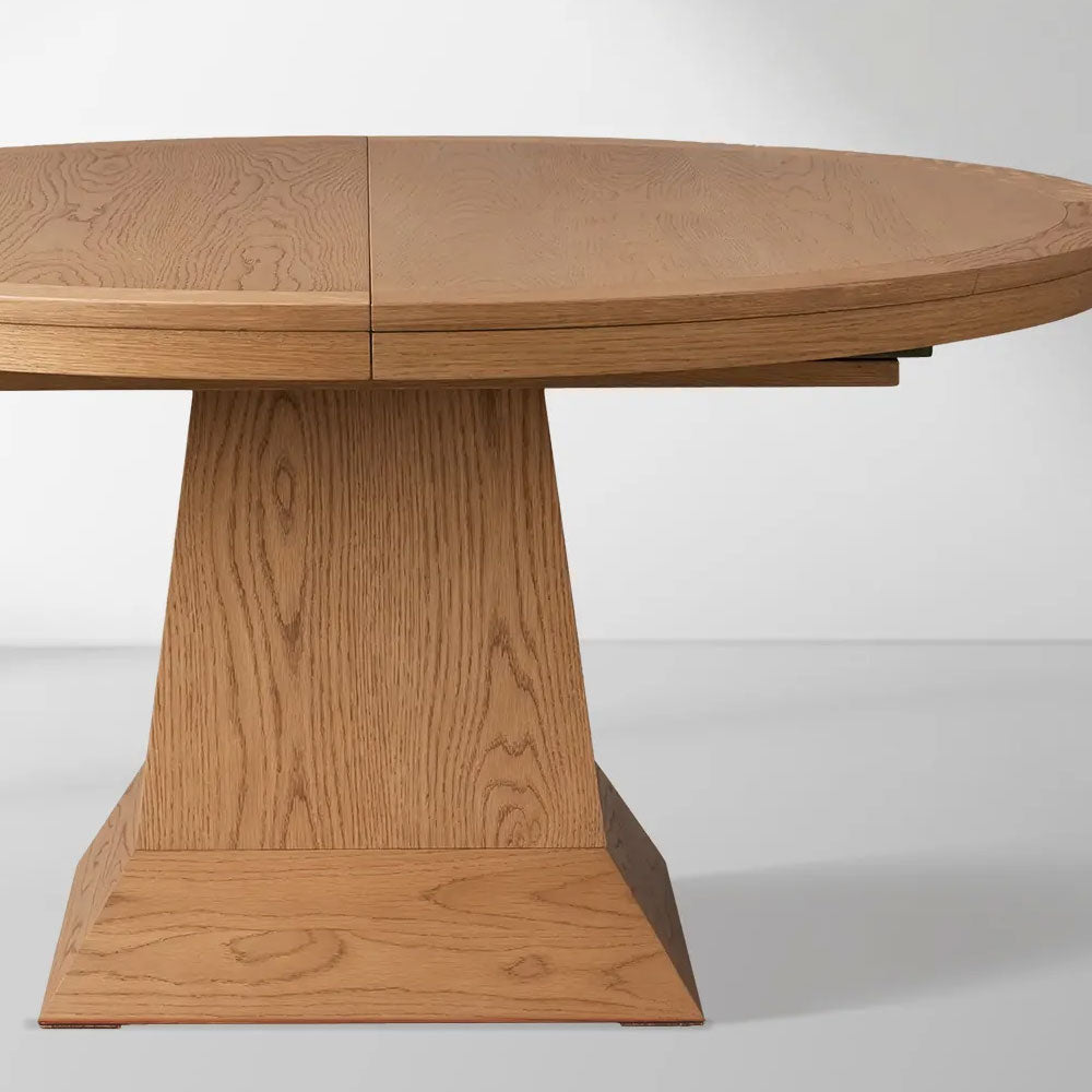 Leighton Ausziehtisch, runder Esstisch aus Holz im Landhausstil mit Einlegeplatten