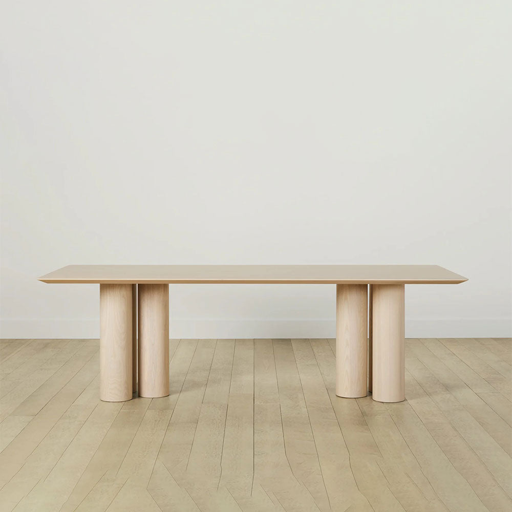 Rinde Rectangular Ash Wood Dining Table with Columnar Legs