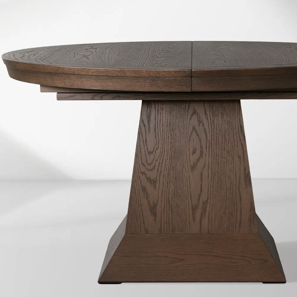 Leighton Ausziehtisch, runder Esstisch aus Holz im Landhausstil mit Einlegeplatten